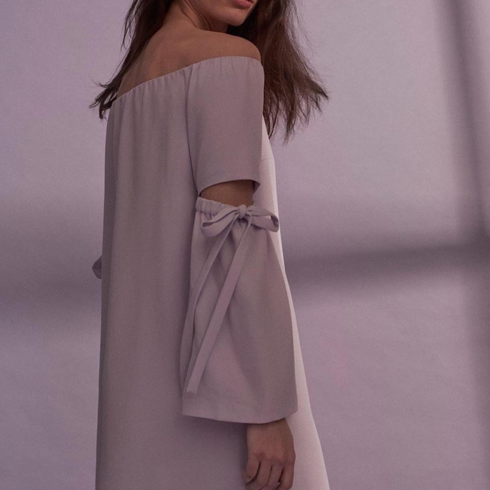 Club Monaco Eboviah Off-the-Shoulder Dress Size 6 purple